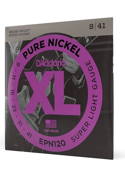 D'addario EPN120 Elektro Gitar Tel Seti, Xl, Pure Nickel, 9-41, Sup