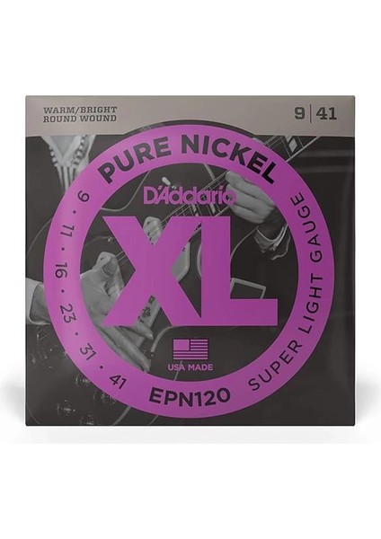 D'addario EPN120 Elektro Gitar Tel Seti, Xl, Pure Nickel, 9-41, Sup fiyatları