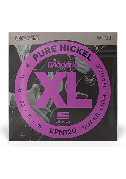 D'addario EPN120 Elektro Gitar Tel Seti, Xl, Pure Nickel, 9-41, Sup