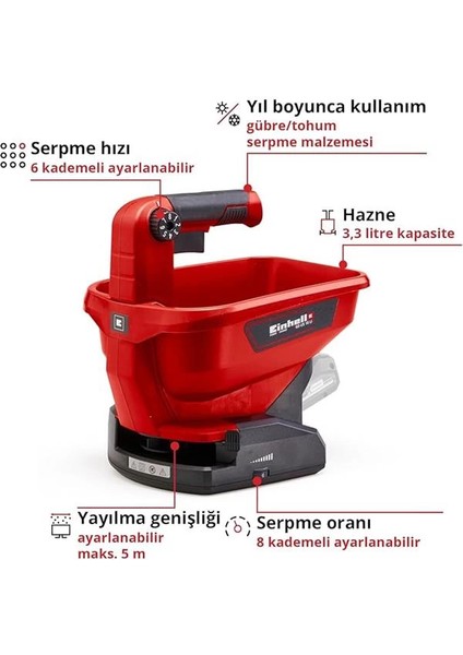 Akülü Serpme Makinesi Ge-Us 18 Li-Solo Power X-Change (Lityum-Iyon, 3,3 L Kapasite, 6 modelleri