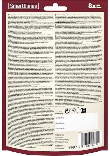 Chicken Mini Küçük Boy Tavuklu Kemik 8'li, 128 gr Köpek Ödülü