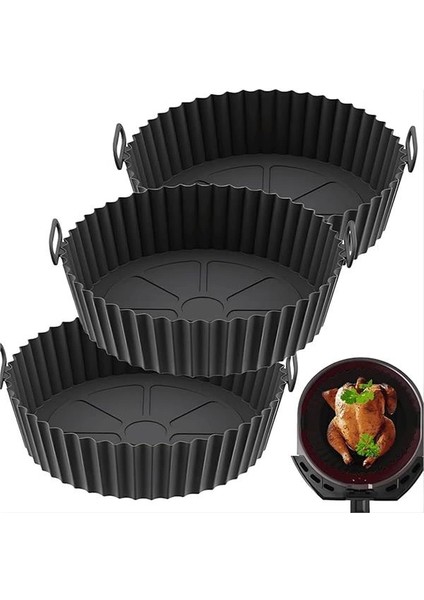 3 Adet Sıcak Hava Fritözü Silikon Kalıp Sıcak Hava Fritözü Liner Silikon Kalıp Tekrar