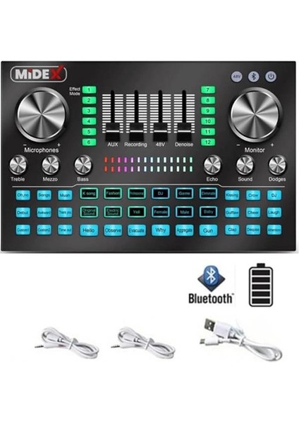 Midex MX-2020 Diamond Set Efektli Ses Kartı Mikrofon Kulaklık Stand Kayıt Canlı Yayın Seti (Pc ve fiyatları
