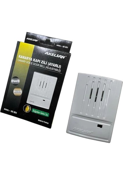 Akelsan AK-901 Kanarya Kapı Zili – Tek Sesli, Ac 12-15V, 12V Zil Trafosu ile Uyumlu, Kompakt ve fiyatları