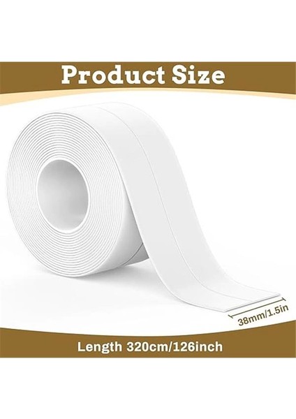 Sızdırmazlık Bandı Banyo Mutfak Lavabo Küvet Duş Teknesi Su Geçirmez Kenar Bant (320 Cm)