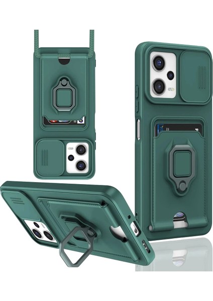 Xiaomi Poco X5 5g Kılıf Zuma Kartvizitli Yüzüklü Silikon - YEŞIL-(5796)