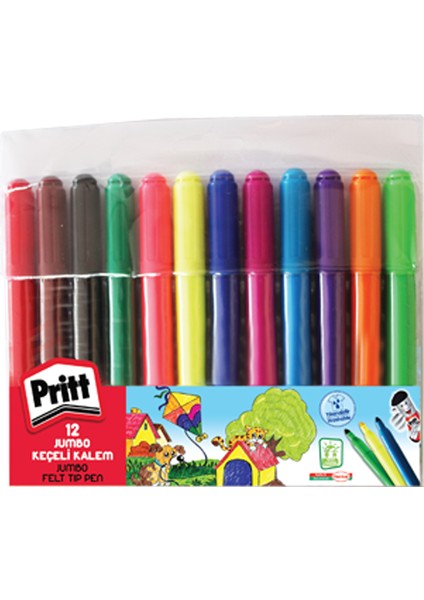 Keçeli Boya Kalemi Jumbo Yuvarlak Uç 12 Renk 1687975