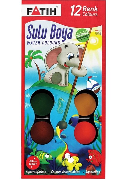 Sulu Boya Büyük Boy 12 Renk 33 ml K-12