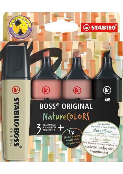 Fosforlu Kalem Boss Naturecolors 4 Lü S-Y-K-G 70/4-2-3