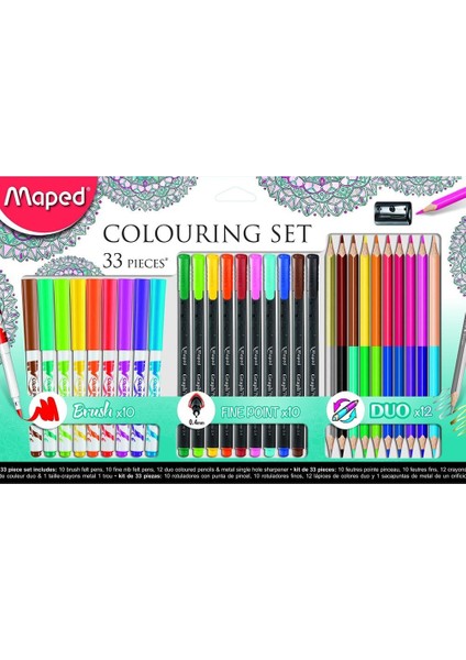 Okul Seti 33 Lü (10 Lu Brush/10 Lu Fineliner/12 Li Duo Boya) 897417