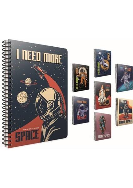 Space Spiralli Karton Kapak Defter A4 80 Yp.kareli