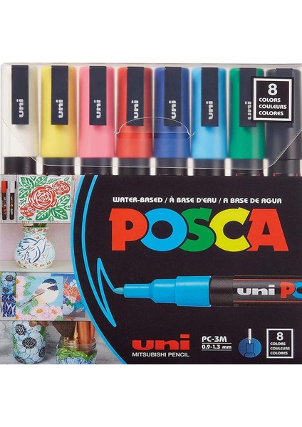 Posca 0.9-1.3 Su Bazlı Poster Markörü Ana Renk 8 Li