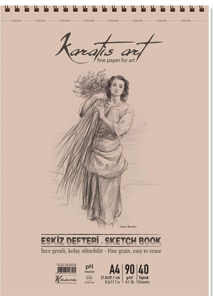 Karatis Eskiz Blok Spiralli Art 90 gr A4 40 Yp 481007-99