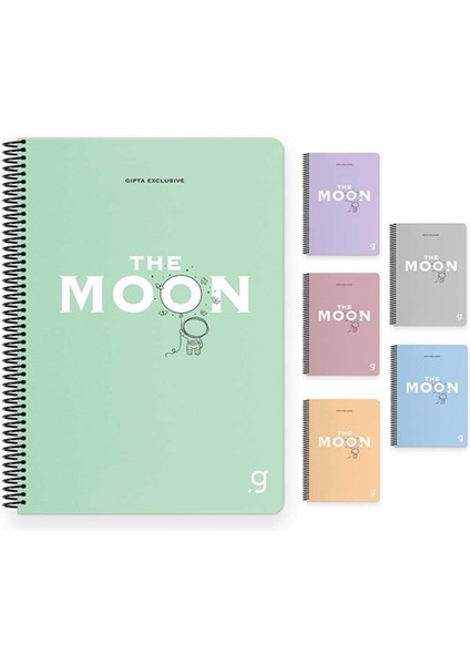 Moon Spiralli Plastik Kapak Defter 17X24 80 Yp Çizgili