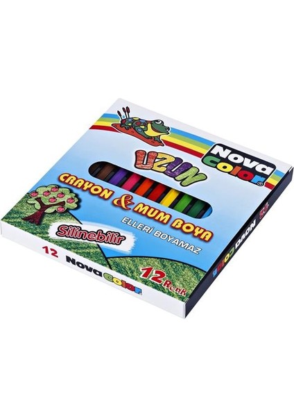 Mum Pastel Boya Karton Kutu Tam Boy Köşeli 12 Li NC-2112