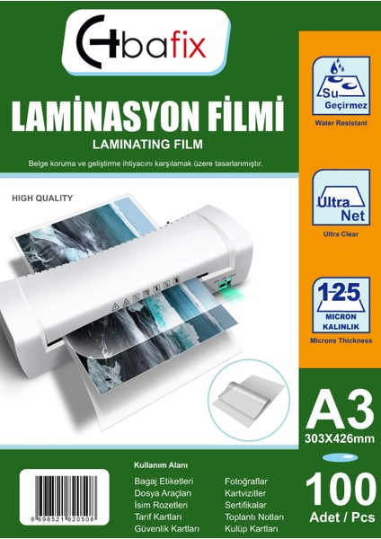Laminasyon Filmi A3 125 Mıc 303-426