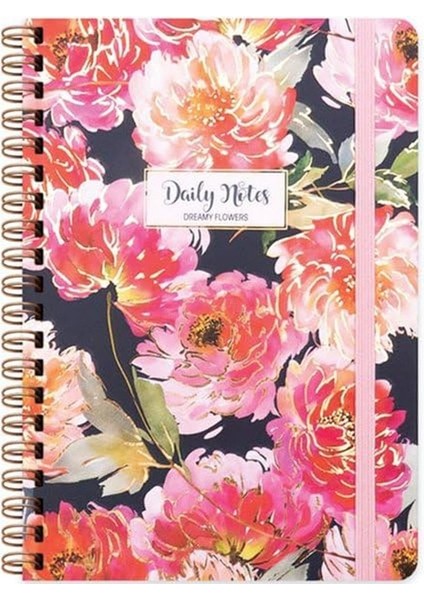 Sert Kapak Spiralli Flowers Lucy A5 80 Yp Çiz.