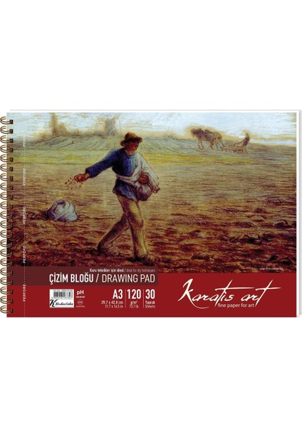 Karatis Çizim Blok Spiralli Art 120 gr A3 30 Yp 482010-99