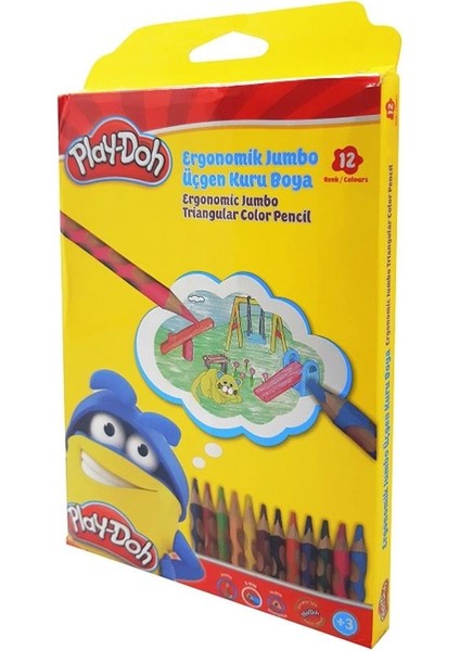 Kuru Boya Jumbo Oluklu 12 Renk PLAY-KU027