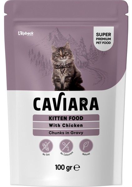 Pouch Sos Içinde Et Parçacıklı Tavuklu Yavru Kedi Maması 100 gr