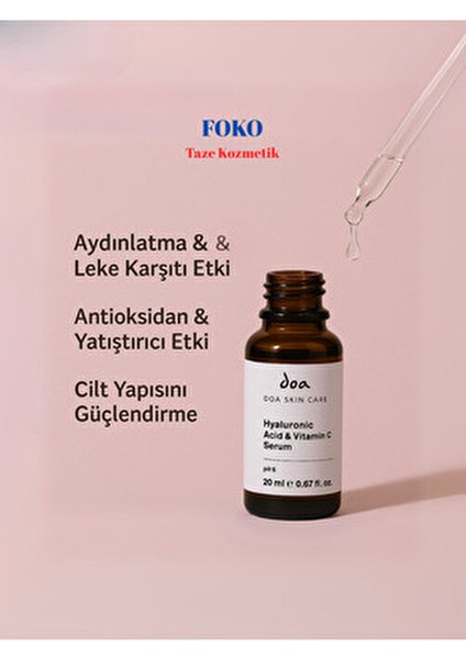 Hyaluronic Acid & Vitamin C Serum 20 ml Karma Ciltler için Canlandırıcı ve Nemlendirici