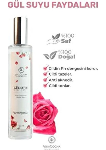 Gül Suyu 100 ml Tüm Cilt Tipleri için Koruyucu Etkili Doğal Yüz Bakım Ürünü indirimleri