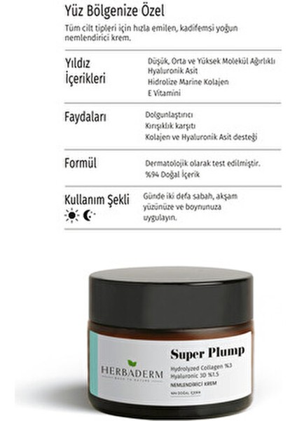 Super Plump Nemlendirici Krem 50 ml Kolajen ve Hyaluronik Asit ile Tüm Cilt Tiplerine Uygun