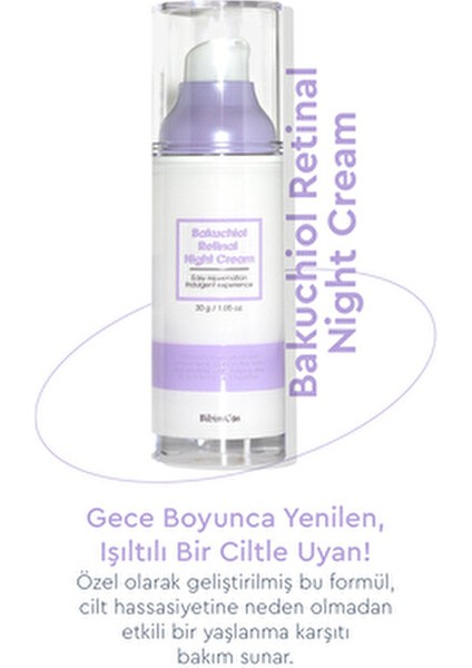 Bakuchiol Retinol Gece Kremi 30 gr A Vitamini ile Zenginleştirilmiş Nemlendirici indirimleri