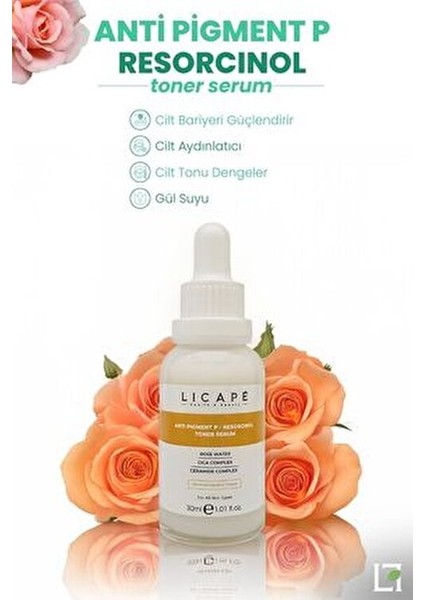 Resorcinol Leke Karşıtı Toner Serum 30 ml Tüm Cilt Tipleri için Aydınlatıcı Etki