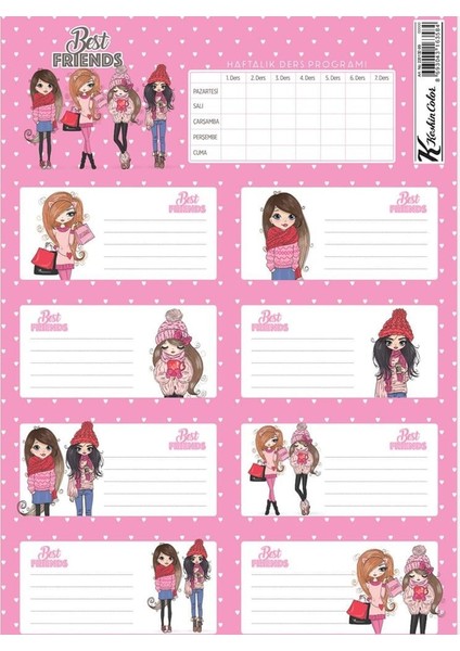 Ders Programlı Etiket Best Friends 3 Lü