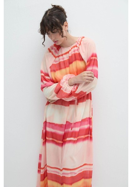 Şifon Tül Elbise Turuncu