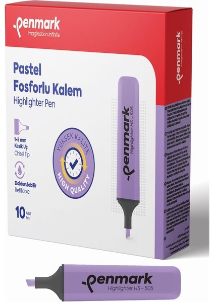 Fosforlu Kalem Pastel Lavanta HS-505 07