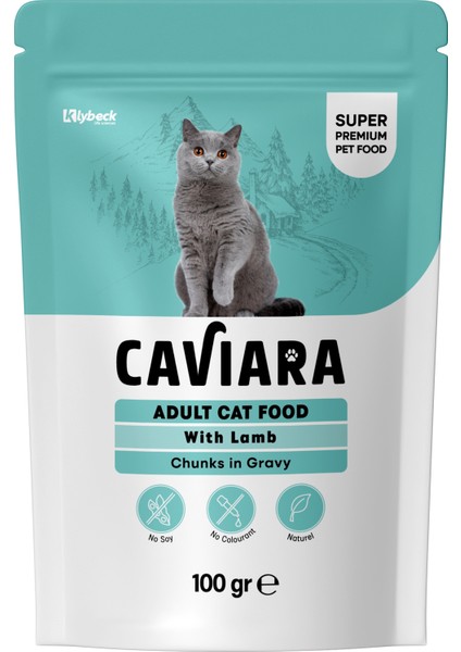 Pouch Sos Içinde Et Parçacıklı Kuzu Etli Yetişkin Kedi Pouch Yaş Mama 100 gr