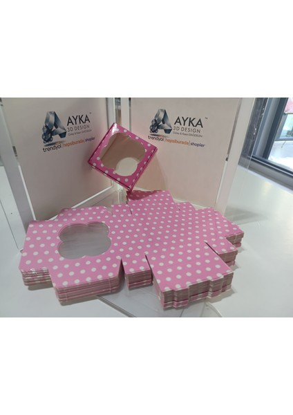 Pembe Puantiyeli Lokum Kutusu (8X8X3CM) 50'li indirimleri