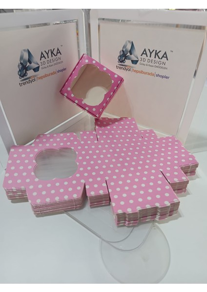 Pembe Puantiyeli Lokum Kutusu (8X8X3CM) 50'li