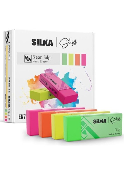 Öğrenci Silgisi Neon 4 Renk 30 Lu Art.23
