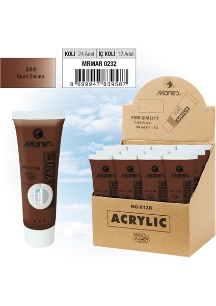 Akrilik Boya 30 ml Durnt Sıenna 684 813B