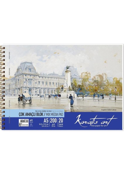 Karatis Resim Blok Spiralli Art 200 gr A5 20 Yp 486009-99