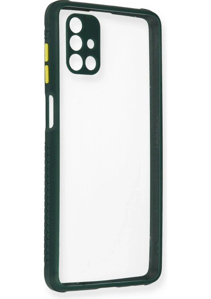 Samsung Galaxy M51 Kılıf Miami Şeffaf Silikon - Koyu YEŞIL-(5796)