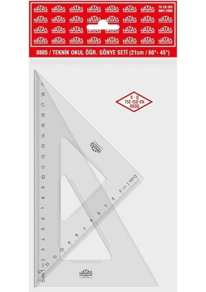 Öğrenci Gönye Seti 45-60 Derece Plastik 21 cm 0805