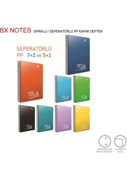 Bx Notes Spiralli Seperatörlü Plastik Kapak Defter A4 180 Yp 5+2 5036