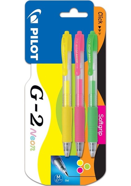 Roller Kalem Jel Mürekkepli 0.7 mm 3 Lü Neon S/p/y G2