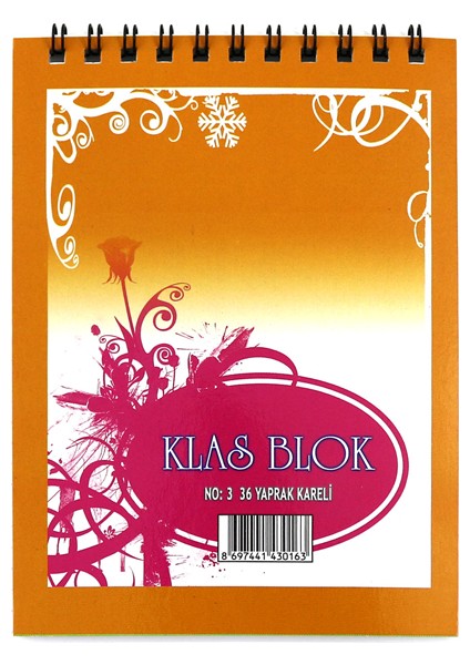 Bloknot Spiralli Kareli No:3 36 Yp