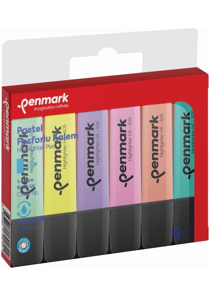 Fosforlu Kalem 6 Lı Karışık Renk Pastel Hs 505 6p