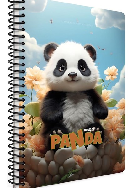 Spiralli Karton Kapak Defter Panda A4 80 YP Çizgili