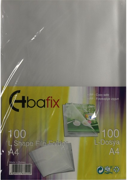 Poşet Dosya L Tipi A4 Şeffaf 90 Micron