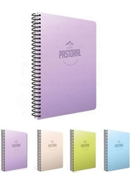 Spiralli Plastik Kapak Defter Pastoral A4 72 Yp Çiz.
