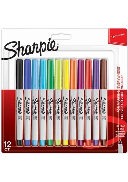 Markör Permanent Ultra Fine Karışık Renk 12 Li SH-2065408