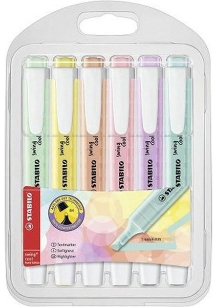 Fosforlu Kalem Swing Cool Pastel 6 Lı Paket 275/6-08