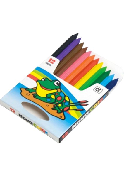 Mum Pastel Boya Karton Kutu Yarım Boy Köşeli 12 Li NC-1112